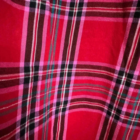 Victoria’s Secret Y2K Plaid Gold Shimmer Button Down Sleep Top Small Holiday - Picture 10 of 13